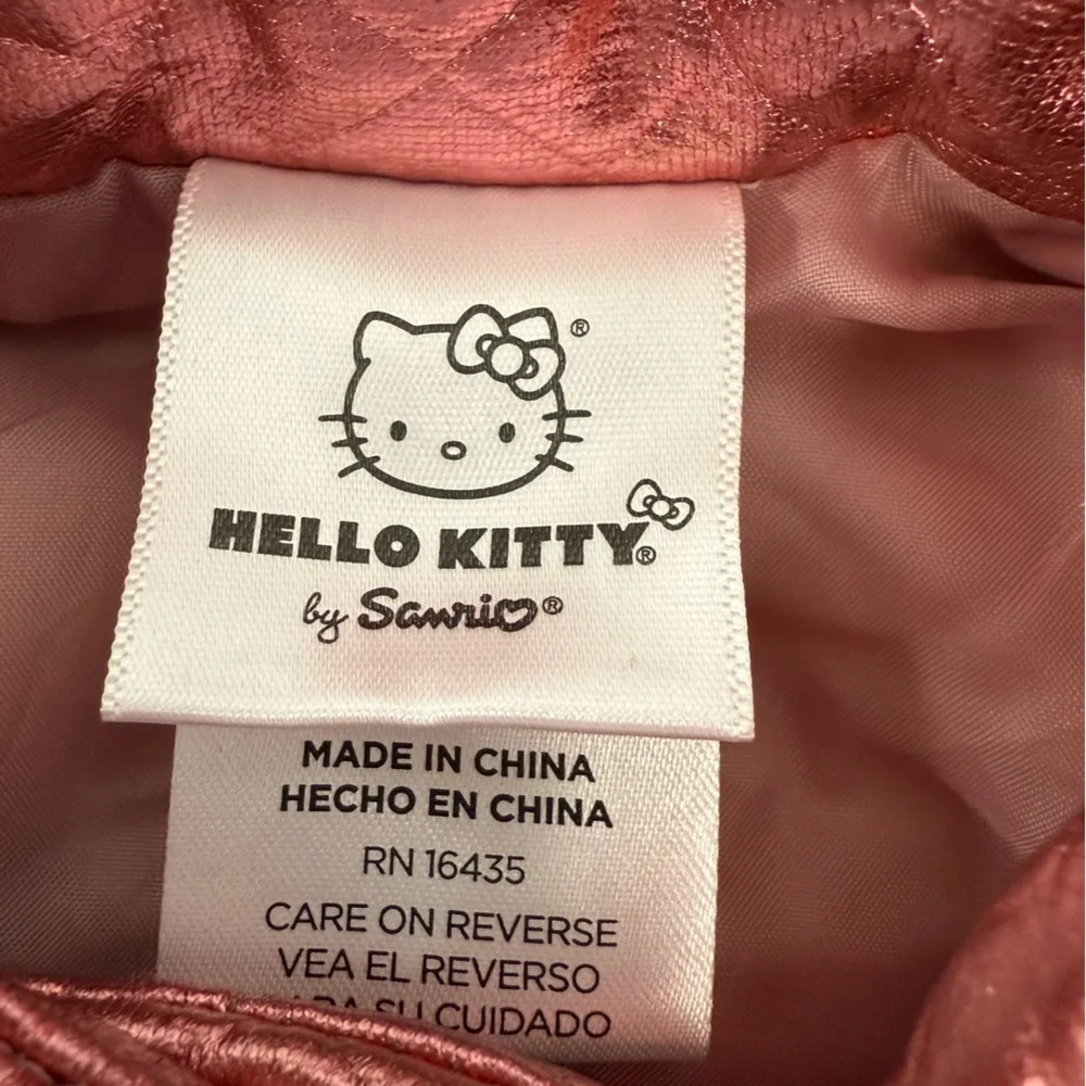 NWT Hello Kitty Metallic Quilted Vest Rose Gold Pink Girls 6 Sequin Bling Logo